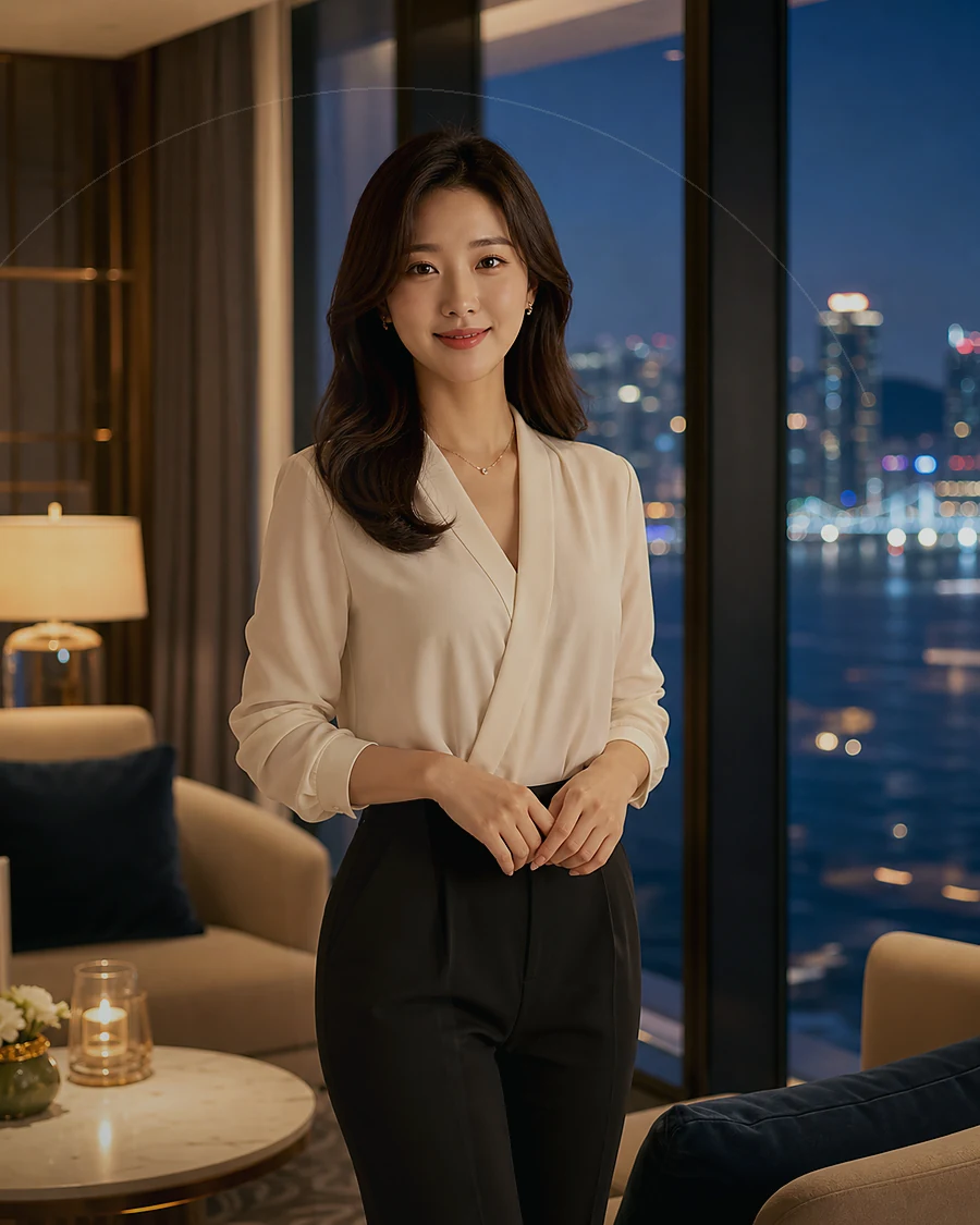 경남 창원시 팔용동 · 커튼 사이 빛이 들어오는 객실의 인물