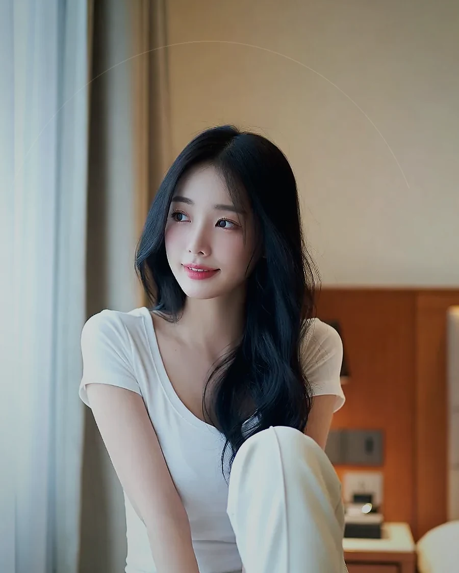 경남 남해군 미조면 · 도시 불빛이 보이는 객실의 인물
