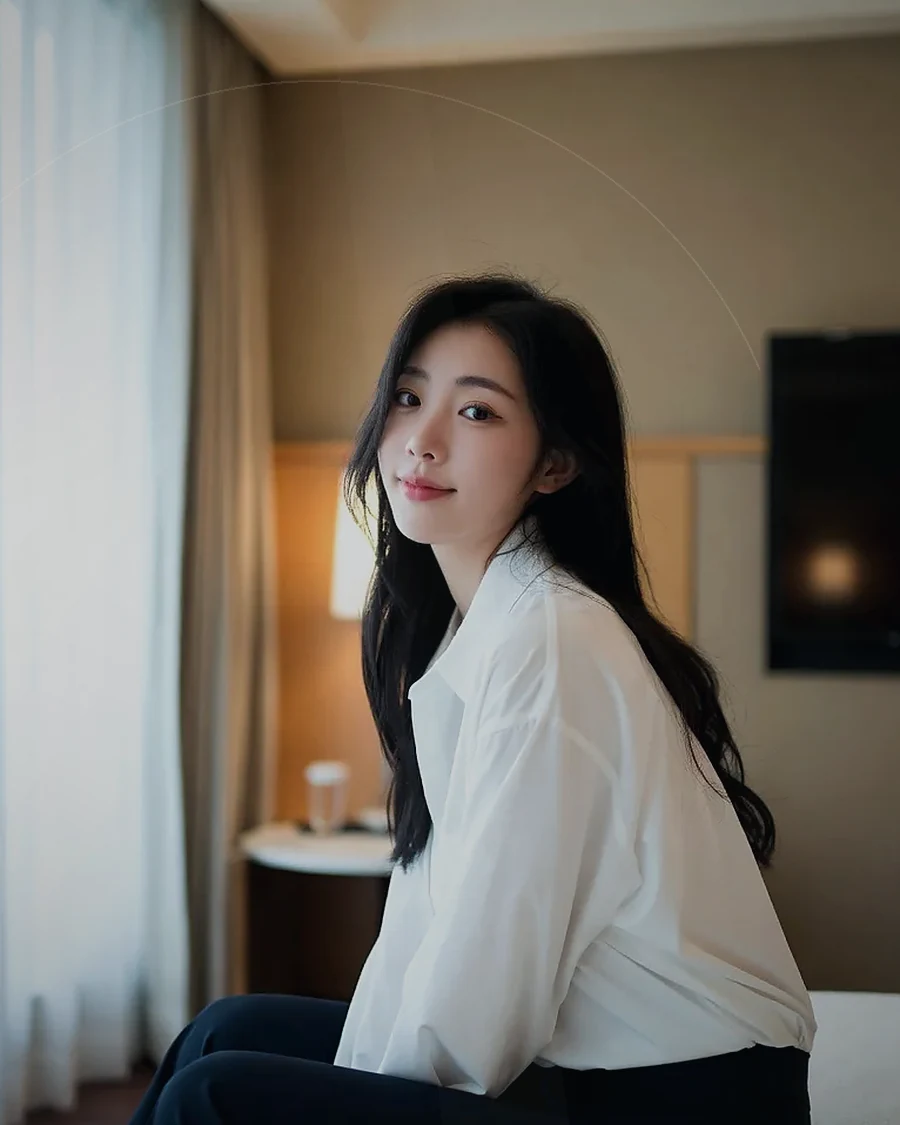 김해 · 어두운 조도의 객실에 머무는 인물