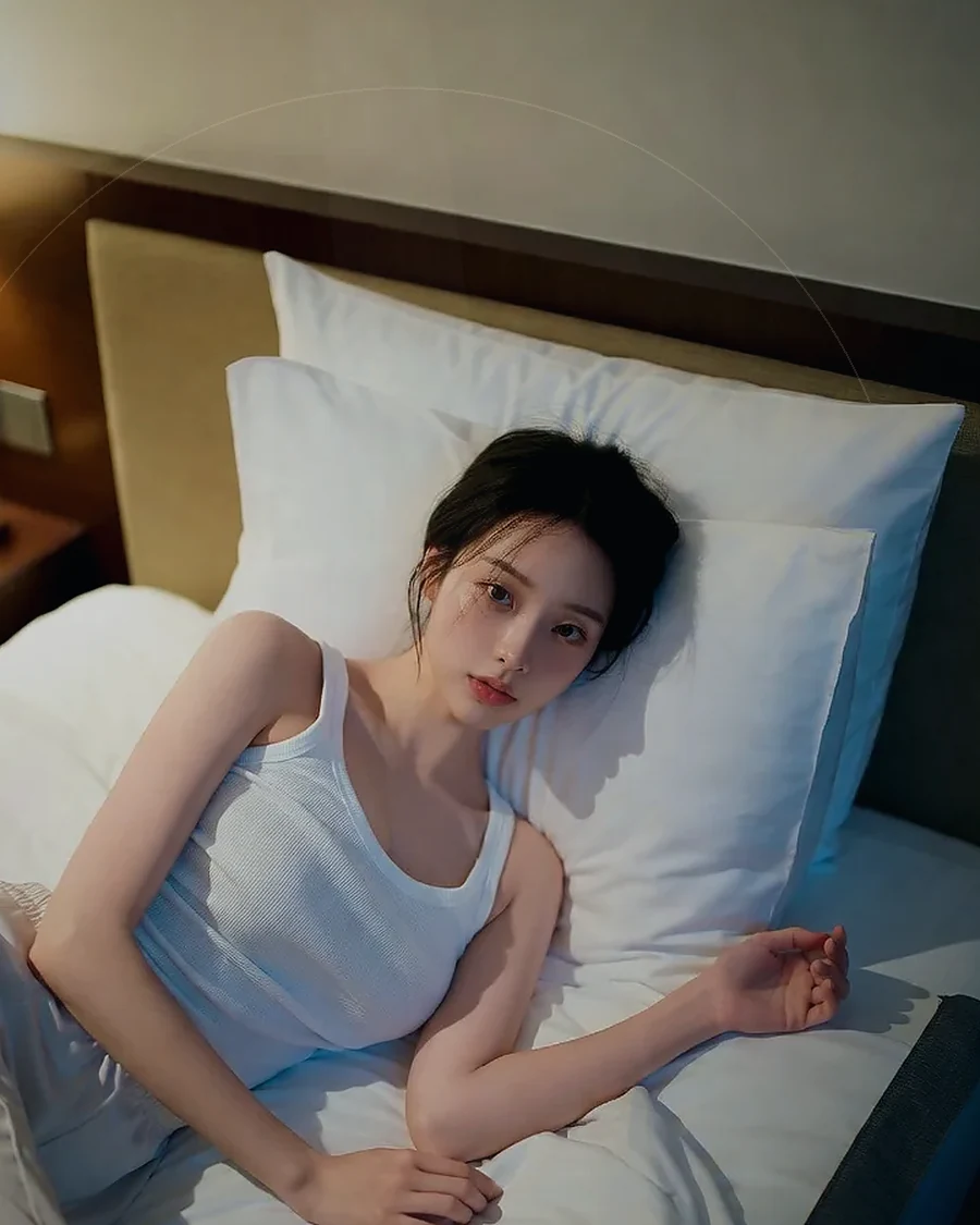 진해 · 조용한 객실 침대 옆의 인물