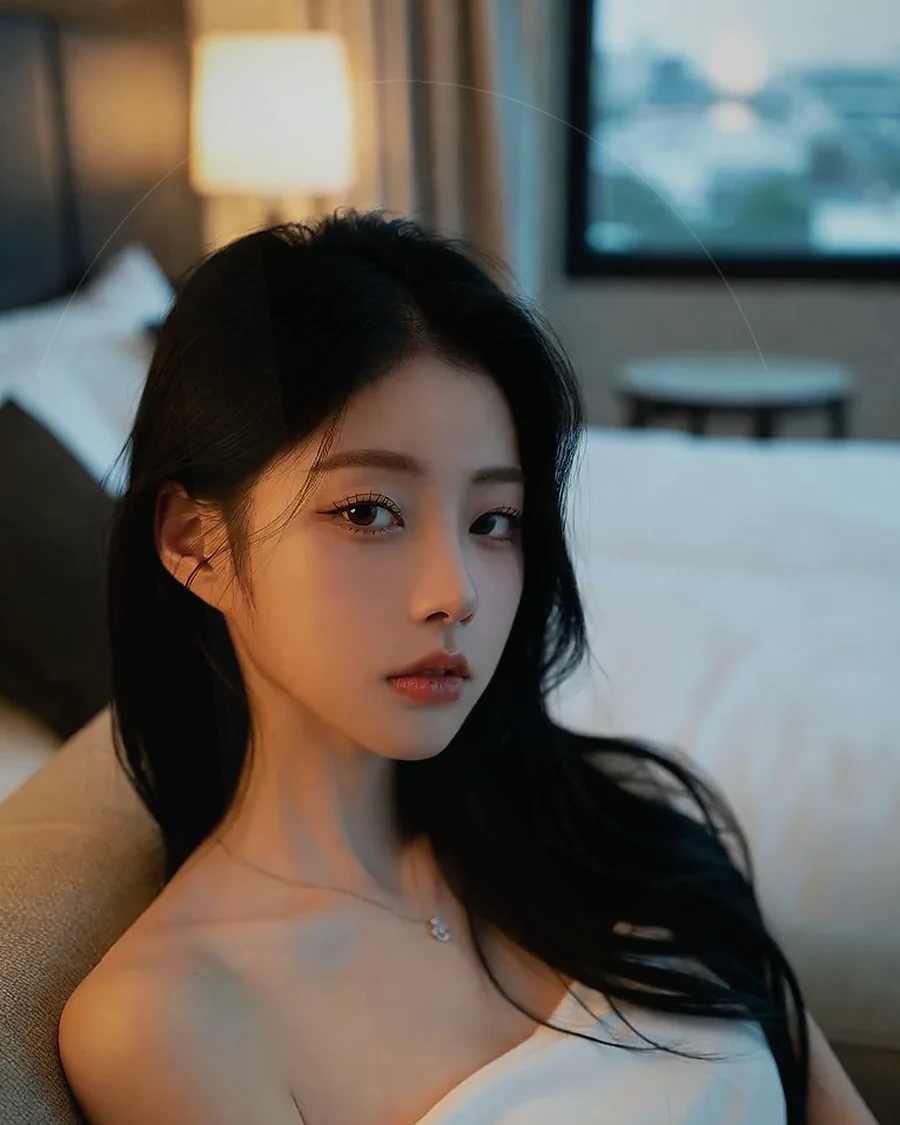 용원 · 도시 불빛이 보이는 객실의 인물