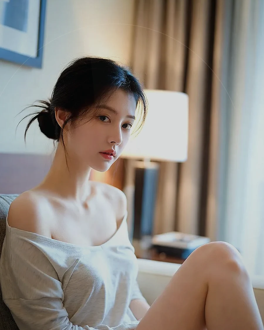 경남 함안군 · 커튼 사이 빛이 들어오는 객실의 인물
