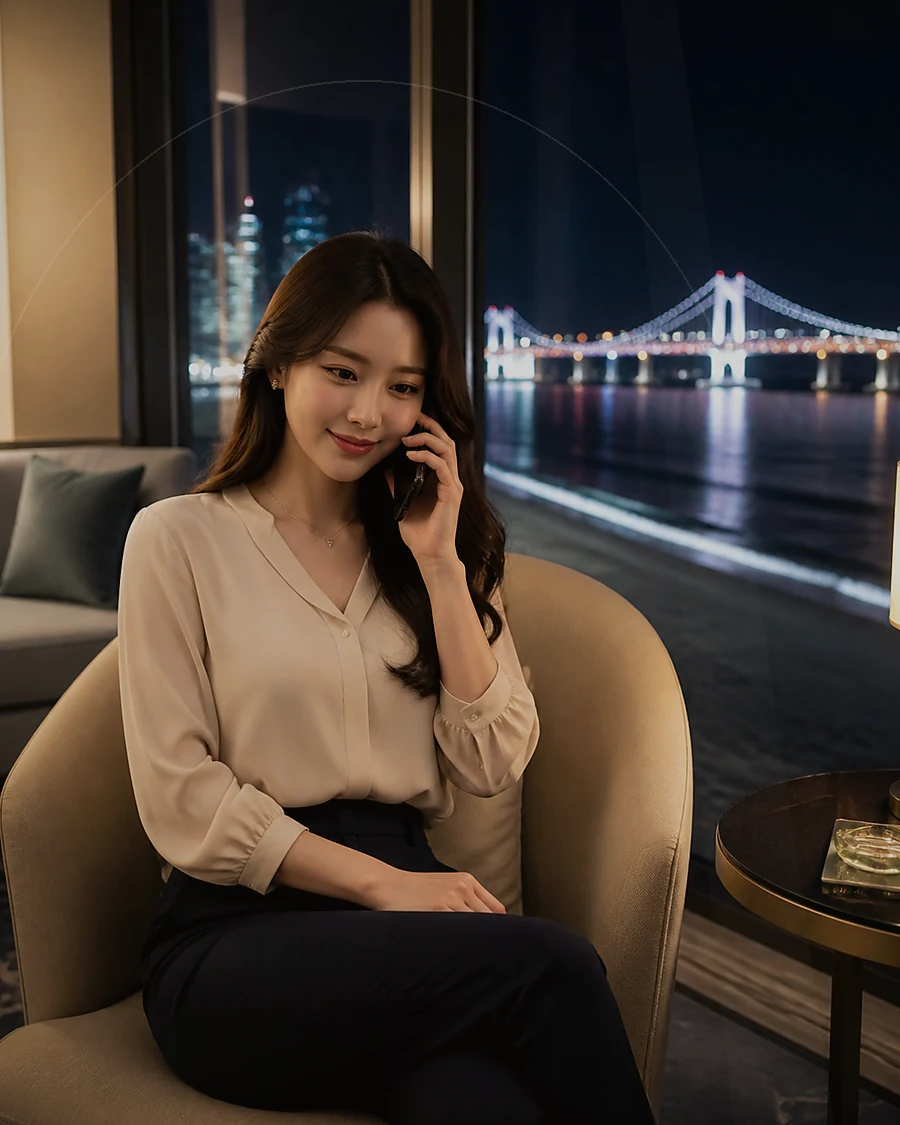 경남 진주시 가좌동 · 은은한 조명의 실내에 앉은 인물