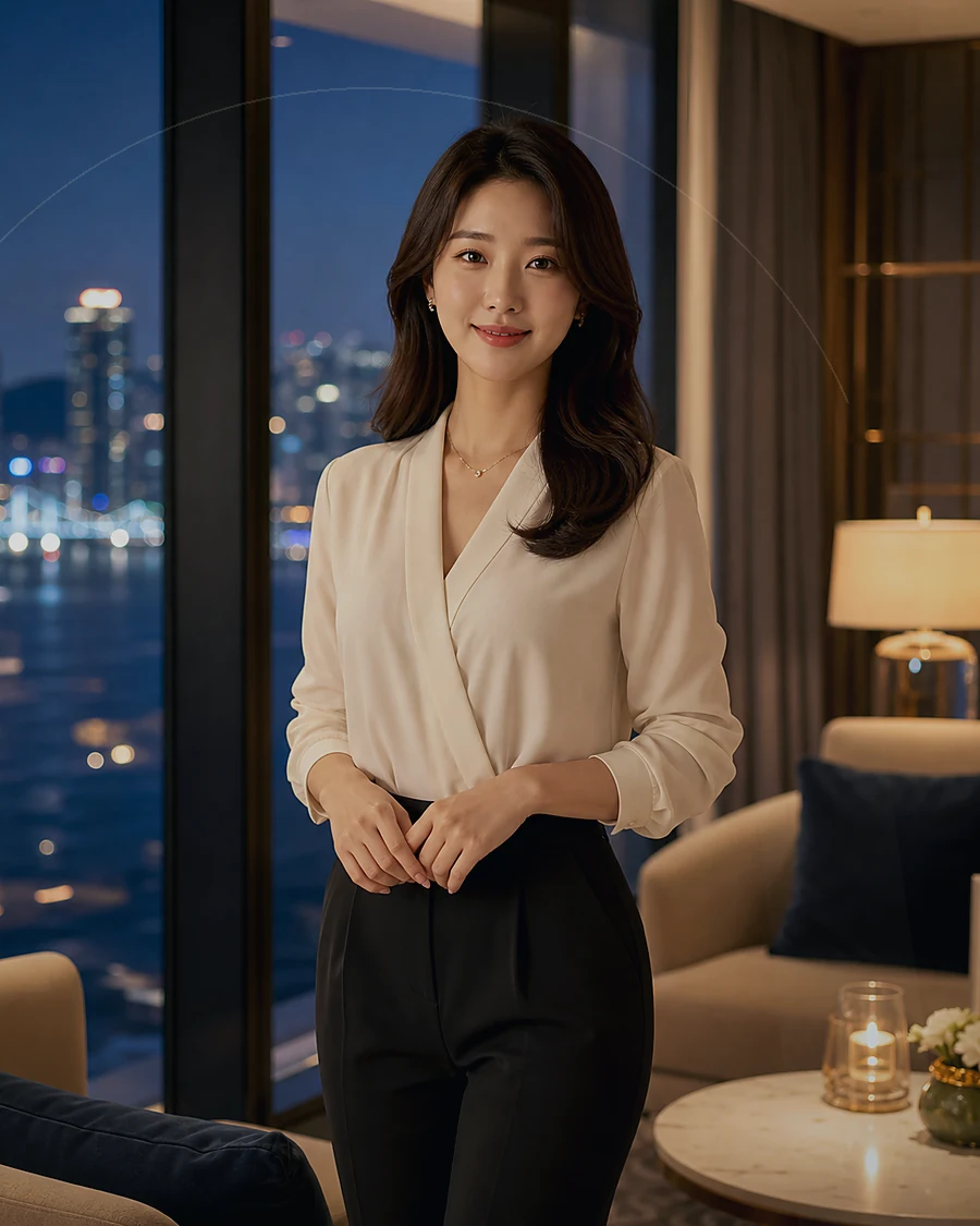 진해 · 어두운 조도의 객실에 머무는 인물