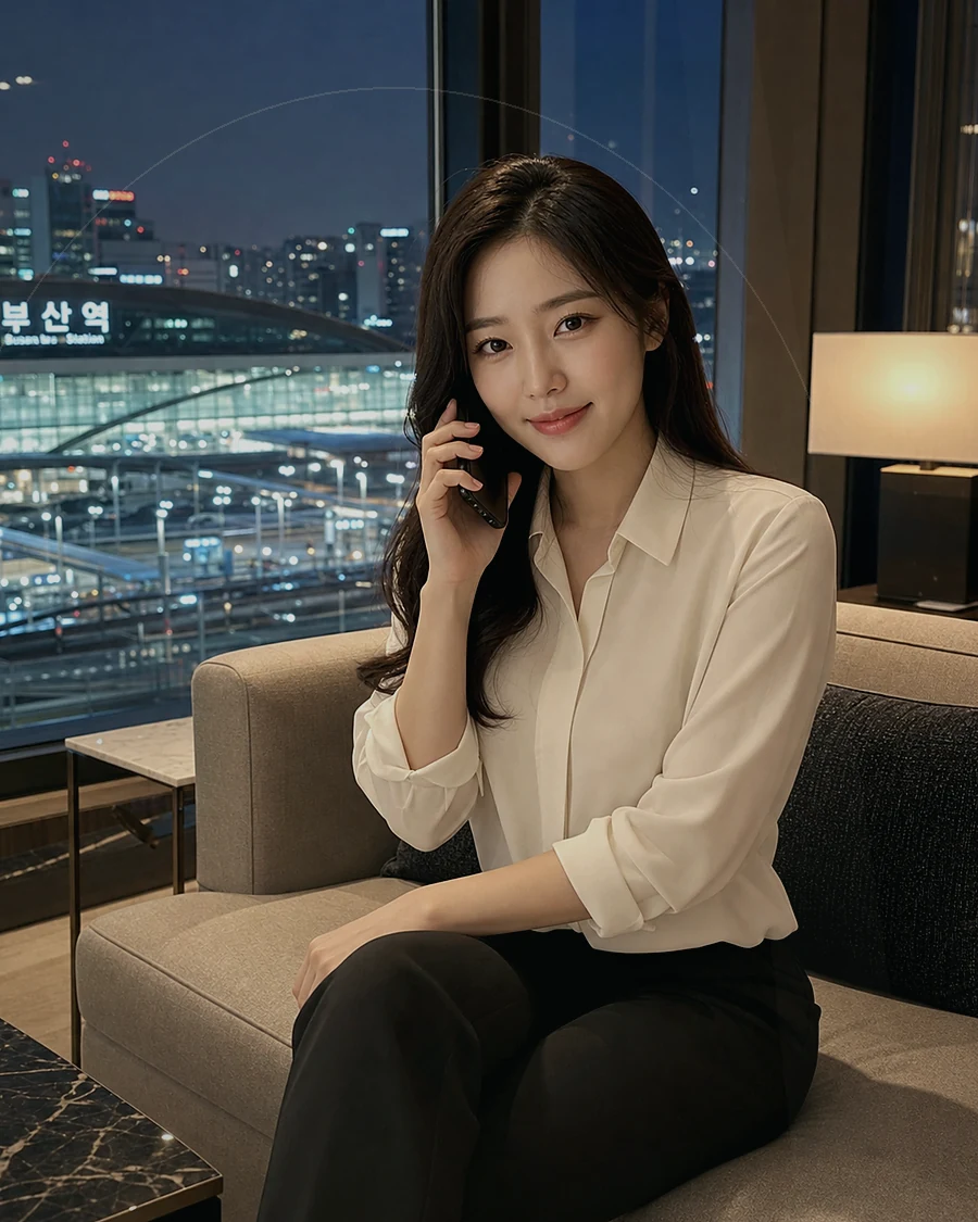경남 창녕군 · 도시 불빛이 보이는 객실의 인물
