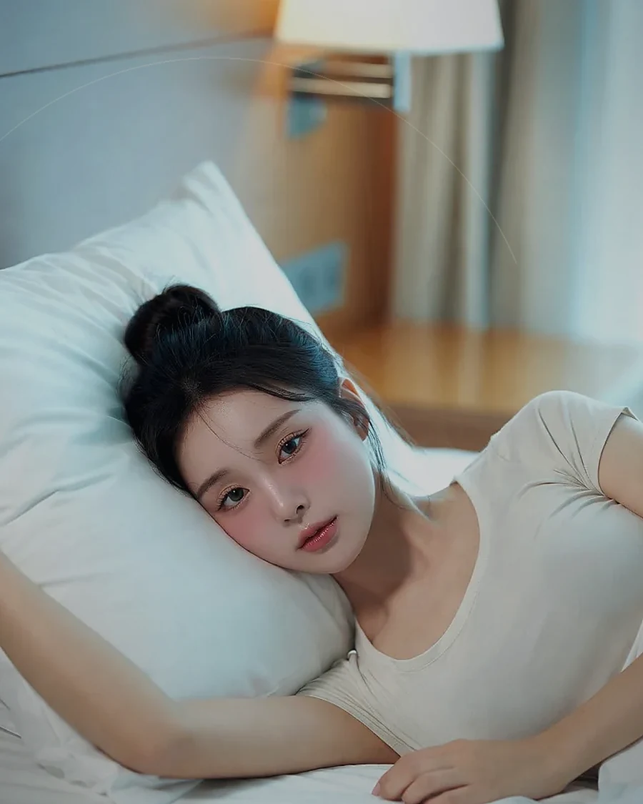 경남 김해시 장유동 · 커튼 사이 빛이 들어오는 객실의 인물