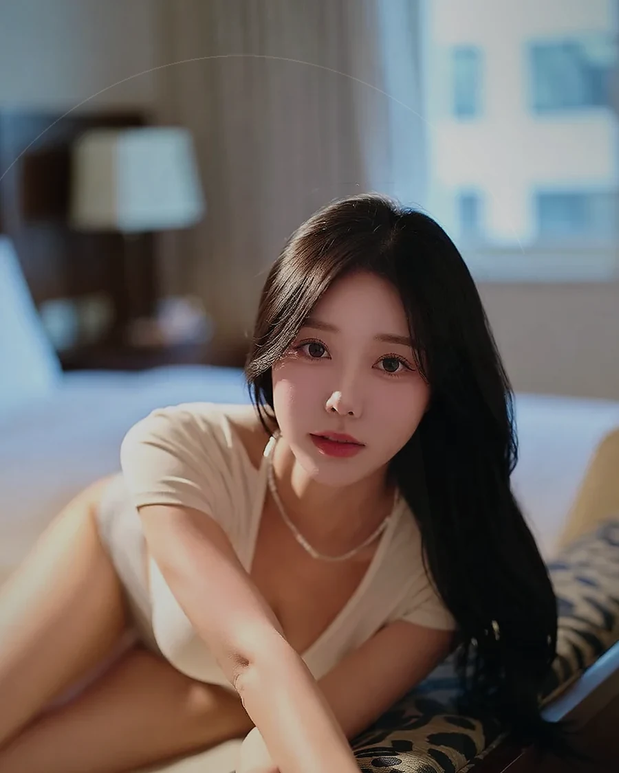 경남 사천시 · 커튼 사이 빛이 들어오는 객실의 인물