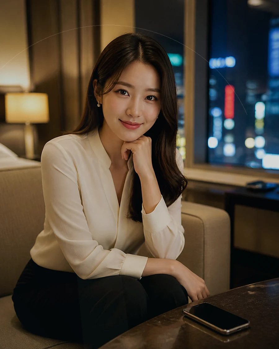 경남 사천시 벌리동 · 커튼 사이 빛이 들어오는 객실의 인물